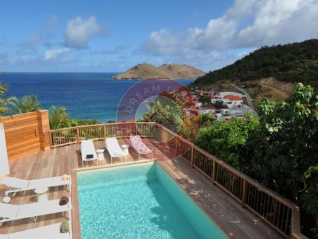 LOCATION VILLA ART 1CH - VUE LAGON TURQUOISE A FLAMANDS - SAINT BARTHELEMY 